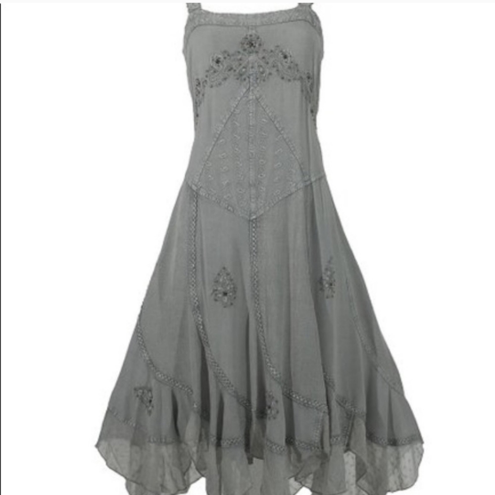 🦋Coline boho handkerchief  sage green dress M